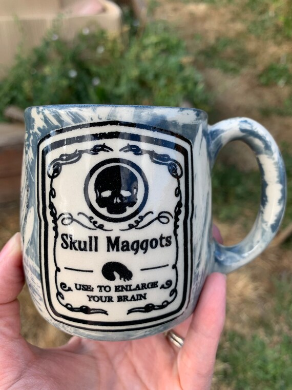 11oz Skull Maggots Coffee Cupgothic Home Halloween Etsy