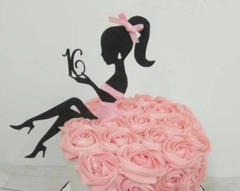 Two Piece Lady with Age Silhouette Cake Topper
