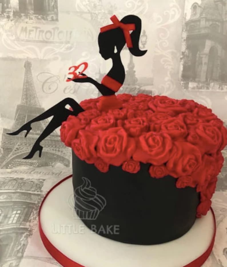 Two Piece Lady with Age Silhouette Cake Topper image 2