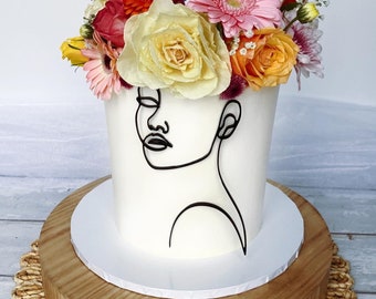 Lady Face Silhouette Cake Topper - acrylic