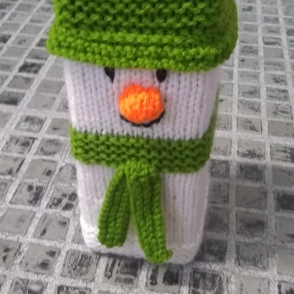 Hand knitted jaffa cake (snowman) cover