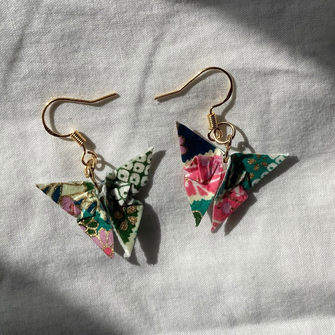 Origami Butterfly Earrings Etsy