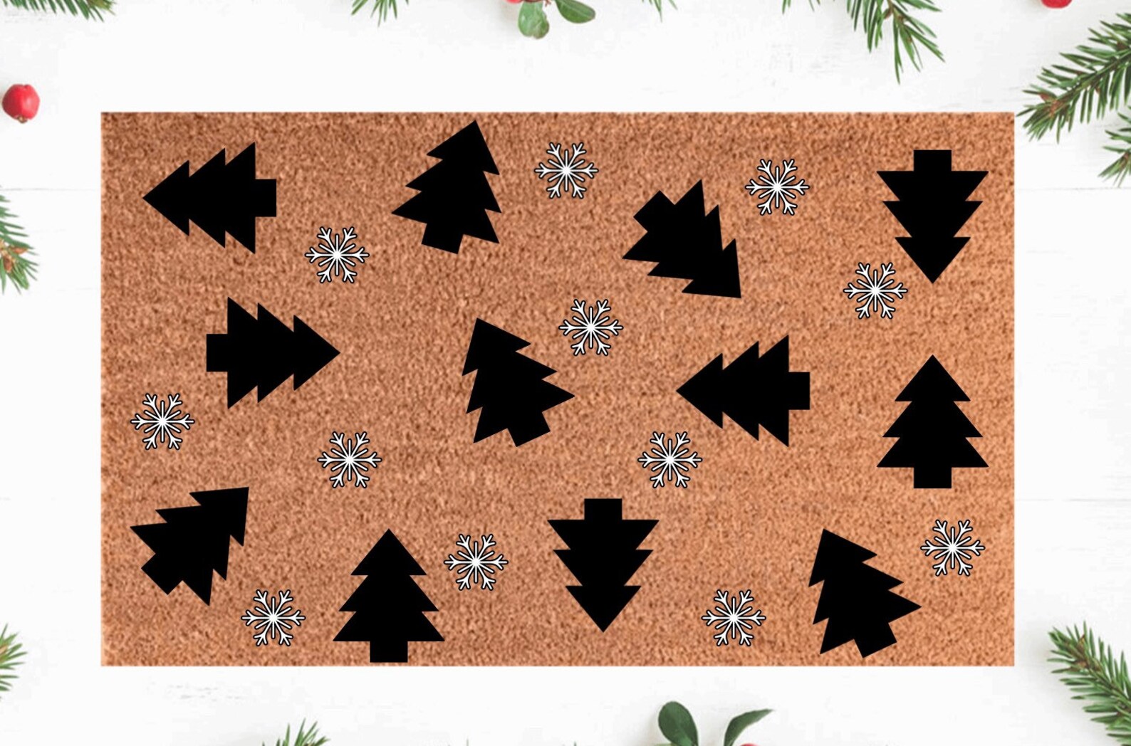 Christmas Tree Doormat Christmas Doormat Snowflake Mat Etsy