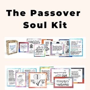 May include: A Passover Soul Kit with colorful cards featuring Hebrew text and illustrations. The cards include phrases like "Hug your family!" and "Love beyond reason".