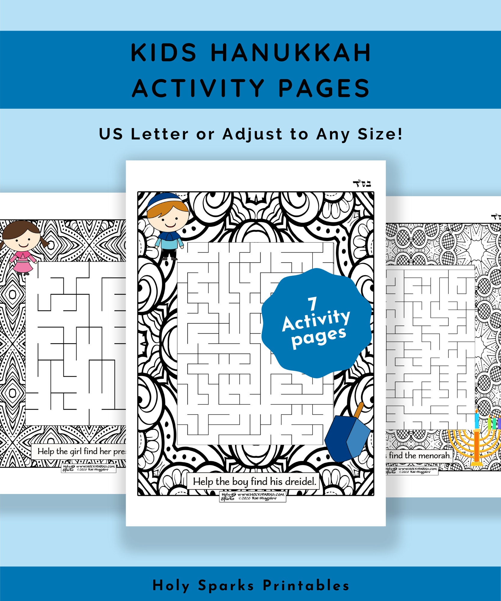 Hanukkah Kids Activity Page Printable | Etsy