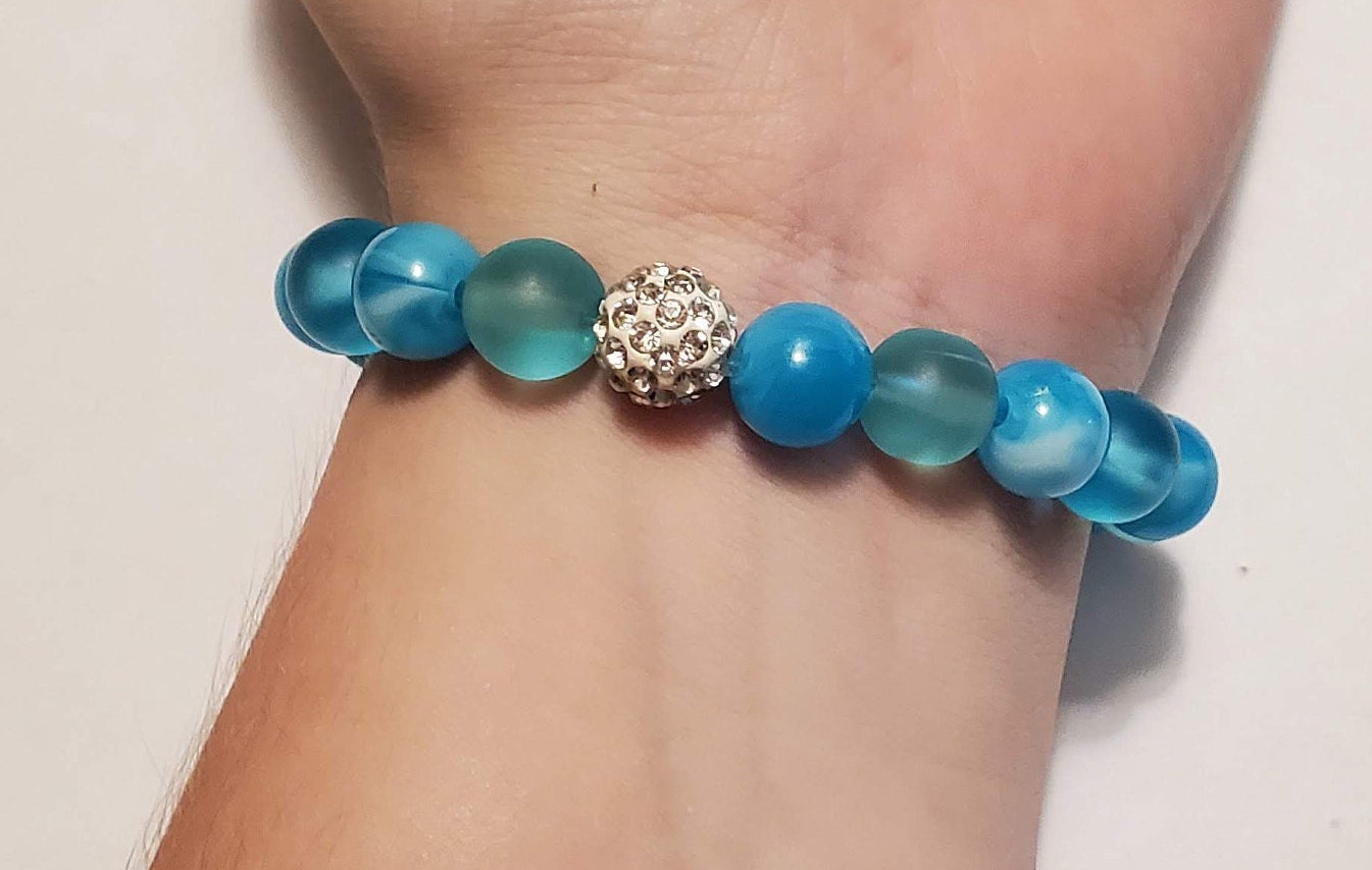 Blue Glass and Plastic Bead Bracelet Etsy