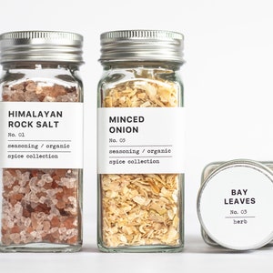Spice Jar Labels for Kitchen Organization • Custom Spice Labels for Kitchen Storage • Water Resistant • Modern Typewriter