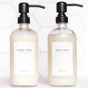 Waterproof Vinyl Hand Soap & Dish Soap Labels • Minimalist Kitchen Labels • Custom Labels • Home Organization Labels • Cleaning Labels