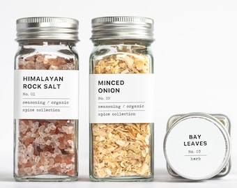 Modern Spice Jar Labels: Water Resistant Kitchen Organization
