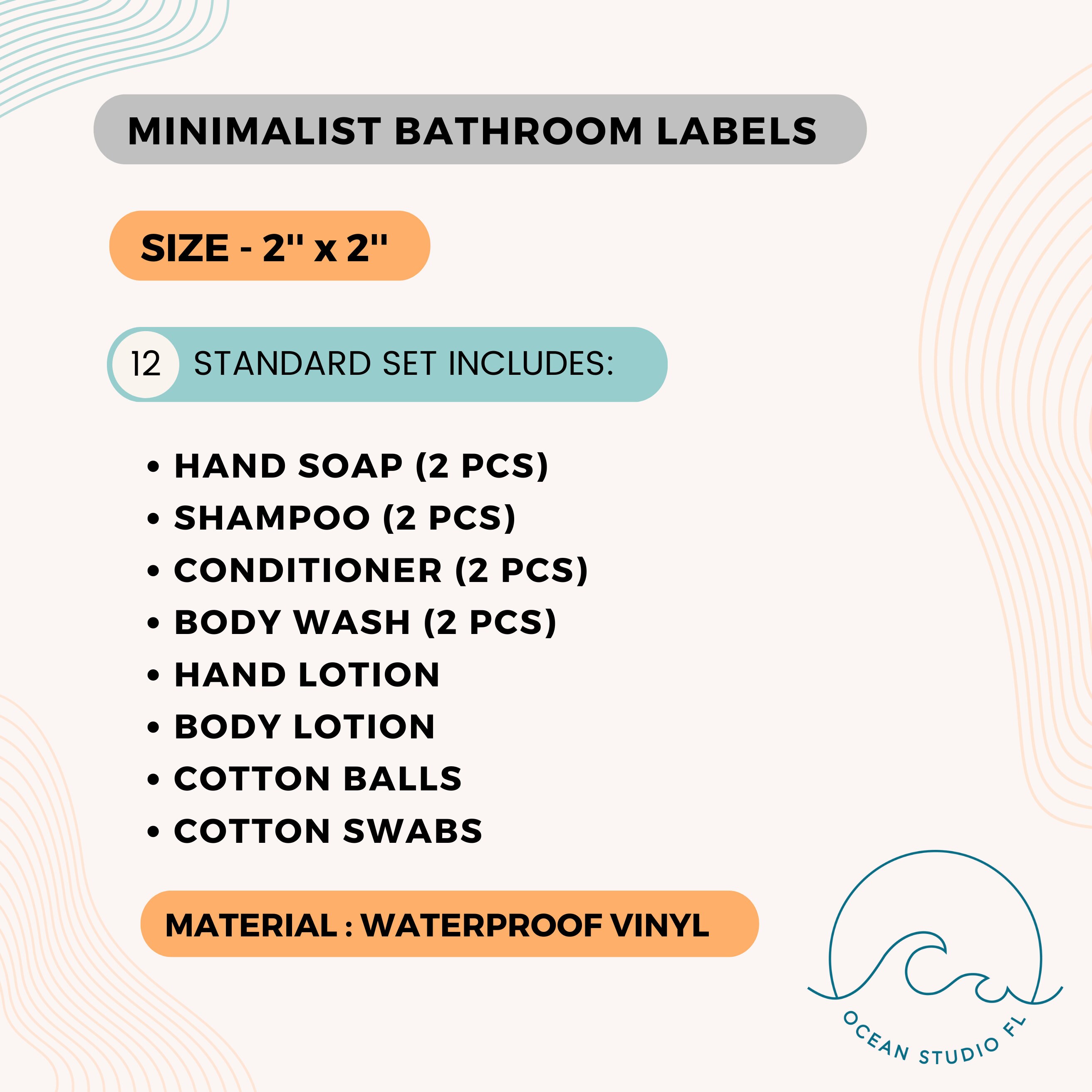 Mini Conditioner Label Minimalist Labels Waterproof Vinyl 2'' • Bathroom & Personal Care ...