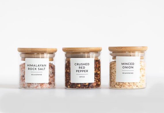 Minimalist Spice Labels for Kitchen Storage 24 96 Set Square and Round  Labels Custom Labels for Pantry Water Resistant 