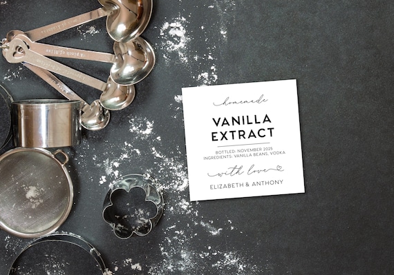 Vanilla Extract Labels Set • Square or Round • Personalized Labels for Homemade Holiday Gifts • Custom Options • Christmas Gift •