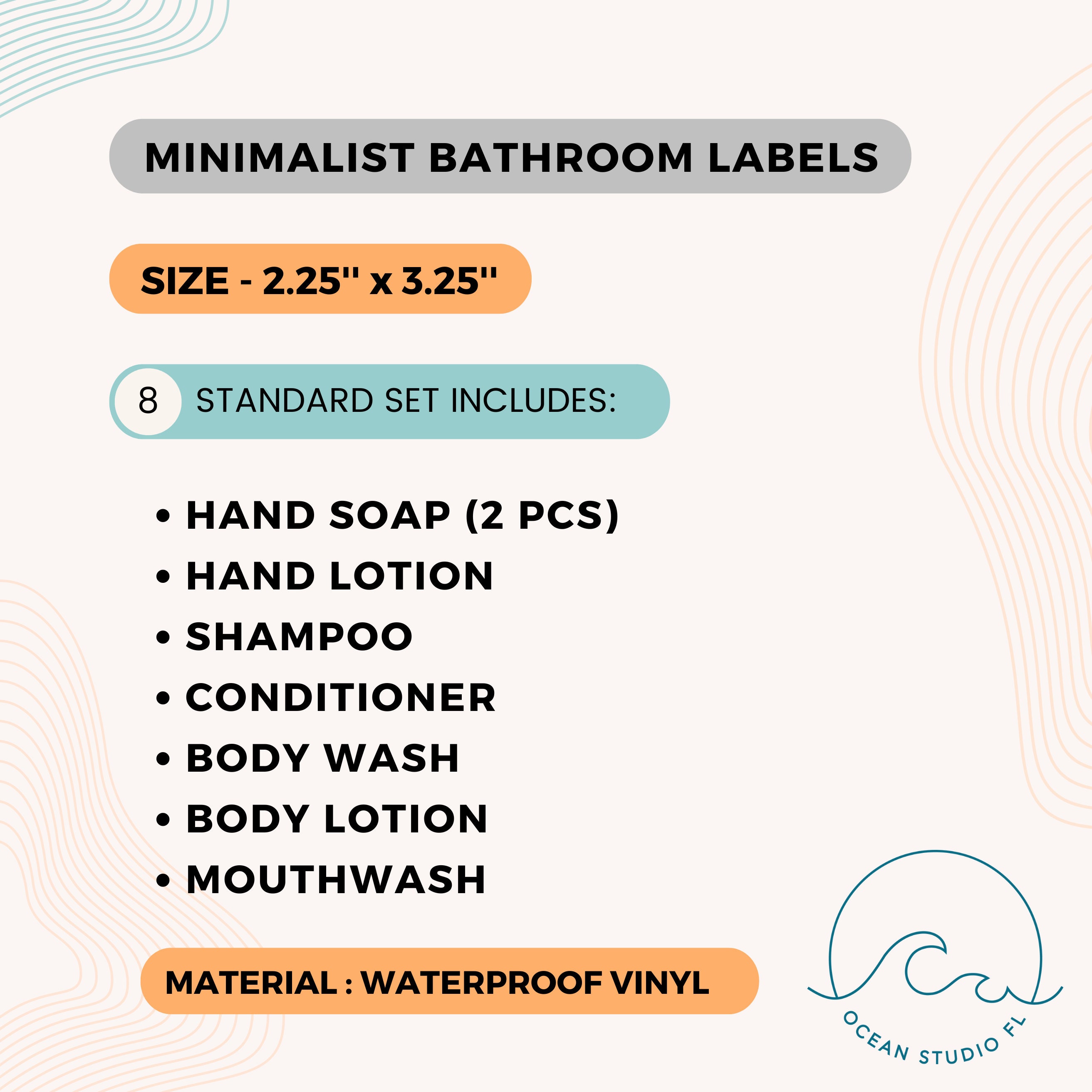 Shower Handle Labels Minimalist Bathroom Labels • Waterproof Vinyl • Custom Labels • Bath ...