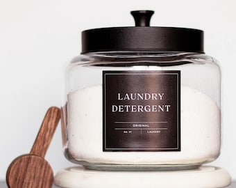 Modern Black Waterproof Laundry Labels • Dark Home Organization Set