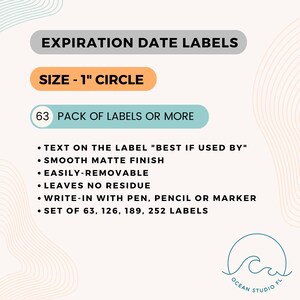 Expiration Date Labels 1 Inch Circle 63/126/189 pack Food Expiration stickers Best If Used By Removable Matte Sticker Pantry Control image 3