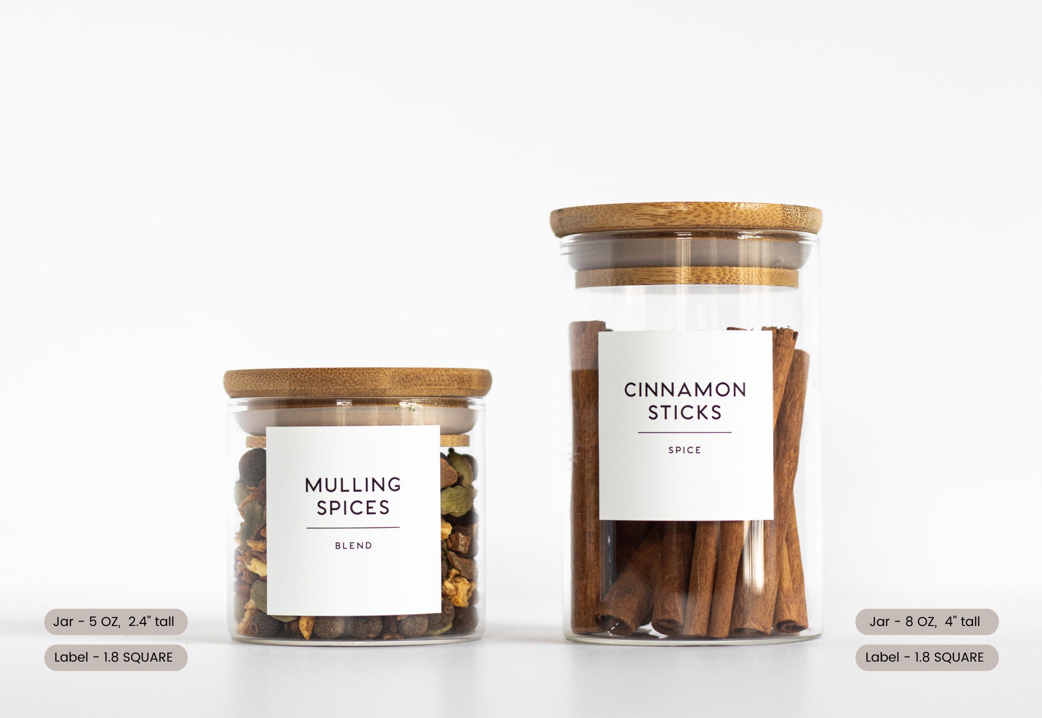 Custom Fillable Spice Labels and Pantry Labels, Modern Minimalist