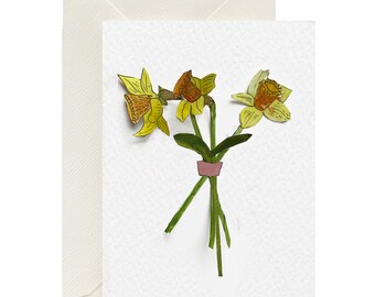 Cartão Flor de aniversário de março de Daffodil