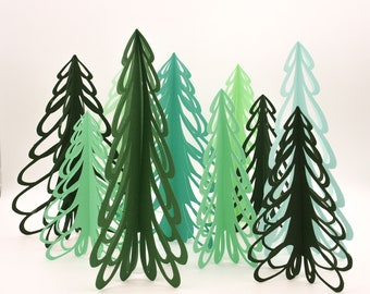 3D Winter Tree Sculptures- SVG Cutting File Digital Download