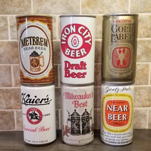 Six Vintage Beer Cans