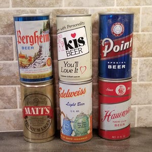 Six Vintage Beer Cans