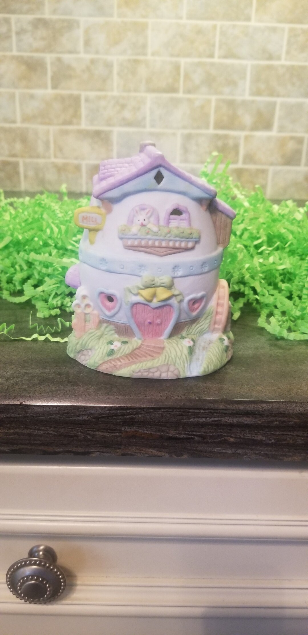 Lighted Easter Village House With Heart Shaped Door Etsy