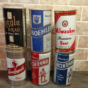 Six Vintage Beer Cans