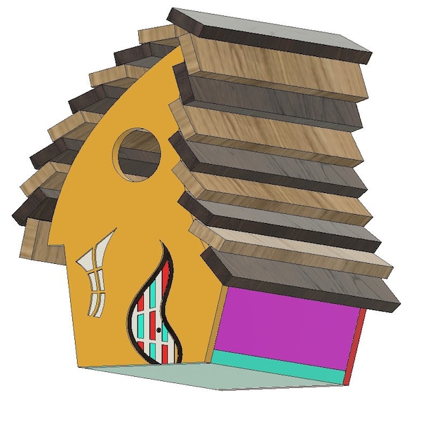 Whimsical Birdhouse CNC File - dxf, GCode/nc Included! CNC Ready! (Instructions and .nc FIles ) - Digital File