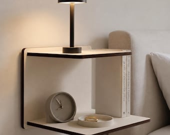 Minimalist Mini Floating Nightstand, Modern Wall Mount Wood Shelf, Small Space Storage