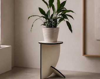 Round Modern Wooden Low Plant Stand: Laser-Cut Poplar Planter Stool Indoor