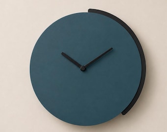 Teal Round Timepiece, Silent Spiral Math Wall Clock, Modern Minimalist Decor, 10 Inch
