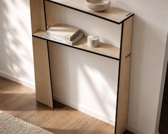 Wooden Thin Entry Table: Modern Italian Asymmetric Design