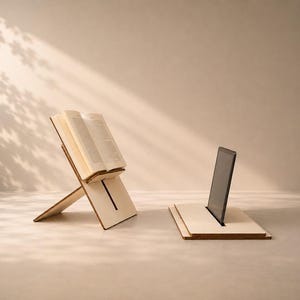 Laser Cut Wooden Book Rest: Italian Handmade Tablet Recipe Stand