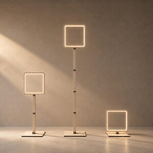 Italian LED Modular Floor Lamp with LEGO® Bricks: Modern Wood Design