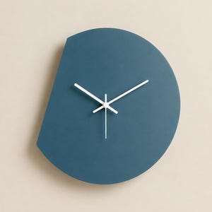 Teal No Noise Wall Clock, Silent Wooden Minimalist Home Decor, 15 Inch