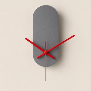 Gray Thin Wall Clock, Mini Silent Wooden Timepiece, Bedroom Decor, Corporate Gift