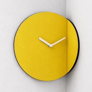 Wooden Corner Clock: Modern Angled Design, Silent Timepiece, Made in Italy