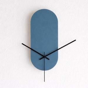 Teal Oblong Wooden Sleek Wall Clock: Minimalist Silent Modern Timekeeper
