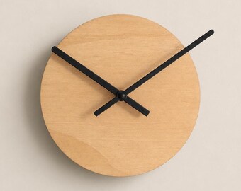 Silent Tiny Frameless Pine Clock, Frameless Modern Minimalist Wall Decor, 7 Inch