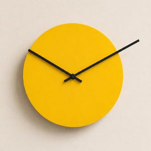 Silent Yellow Wood Wall Clock, Minimalist Plain Wood Timepiece, 9 Inch