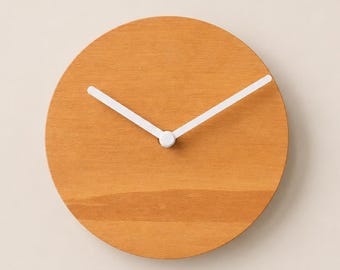 Minimalist Pine Wooden Wall Clock: 6-Inch Silent Modern Tiny Timepiece