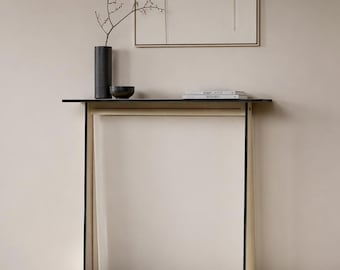 Mueble de entrada delgado de madera de 24 x 6 pulgadas: Mesa de recibidor moderna y estrecha con detalles de cuerda - Diseño italiano