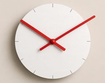 Minimalist White Wooden Wall Clock with Marks, 7 Inch Silent Modern Decor