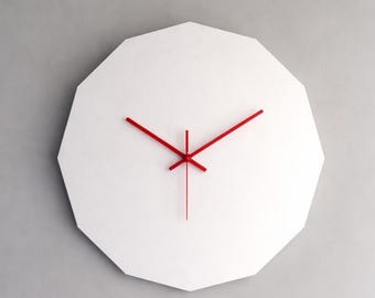 15 Inch Geometric Wooden Dodecagon Clock: Silent Modern Home Wall Decor