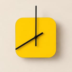 Square Minimalist Tiny Wall Clock: Geometric Design, Scandinavian Style, Silent Movement