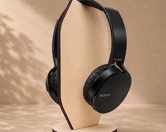 Laser Cut Wood Desk Headphone Mount: Modern Streaming Setup Dock