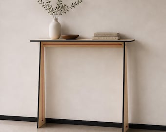 Laser Cut Wood Rope Console Table: Minimalist Entryway Furniture, Modern Design 32 x 8 inch