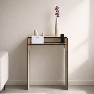 Mesa consola estrecha italiana hecha a mano de 24 x 8 x 32 pulgadas: Estante moderno para cubrir el radiador de la entrada.