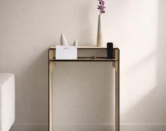 24 x 8 x 32 inch Handmade Italian Narrow Console Table: Modern Entryway Radiator Cover Shelf