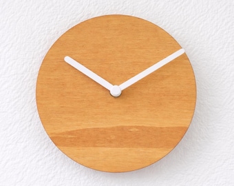 Minimalist Pine Wooden Wall Clock: 6-Inch Silent Modern Tiny Timepiece