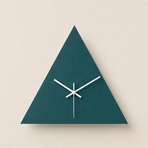 Överdimensionerad blågrön geometrisk stor klocka, XL modern väggklocka i trä, 25 tum